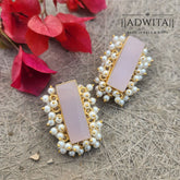 Rectangle Studs with Mini Pearls